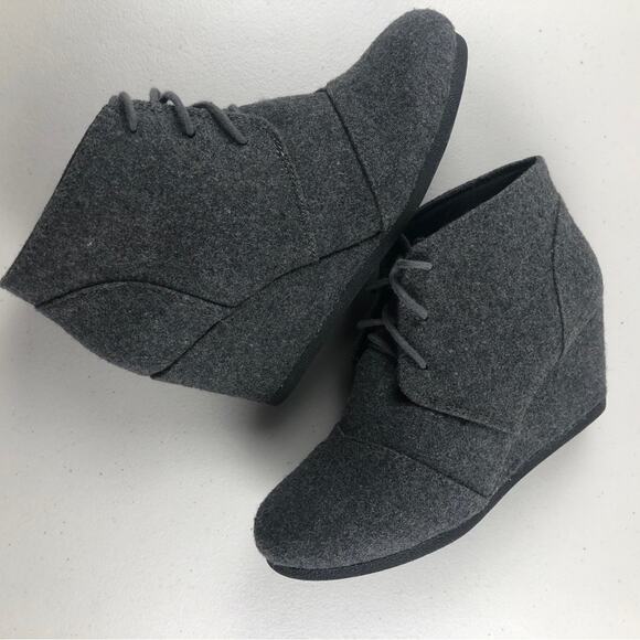 Soda gray Rex lace up oxford ankle wedge bootie 6 - Picture 4 of 8